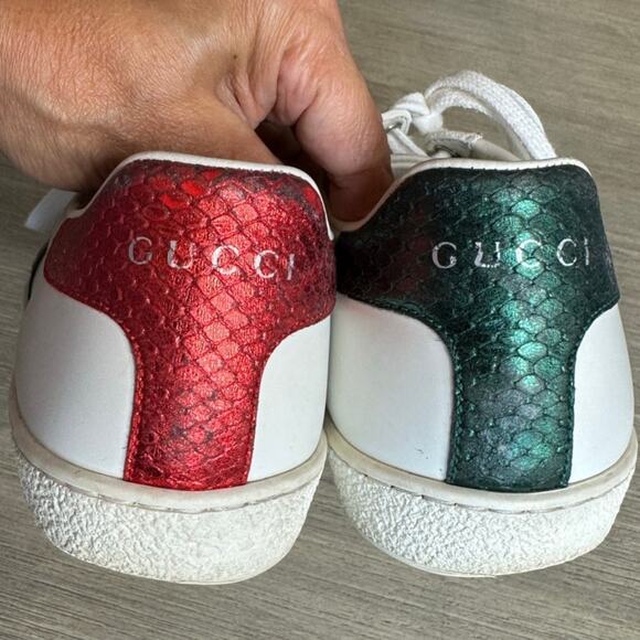 Gucci Ace Bee Embroidered Leather And Python women's Sneakers Size 36 MSRP $950 - Picture 4 of 15